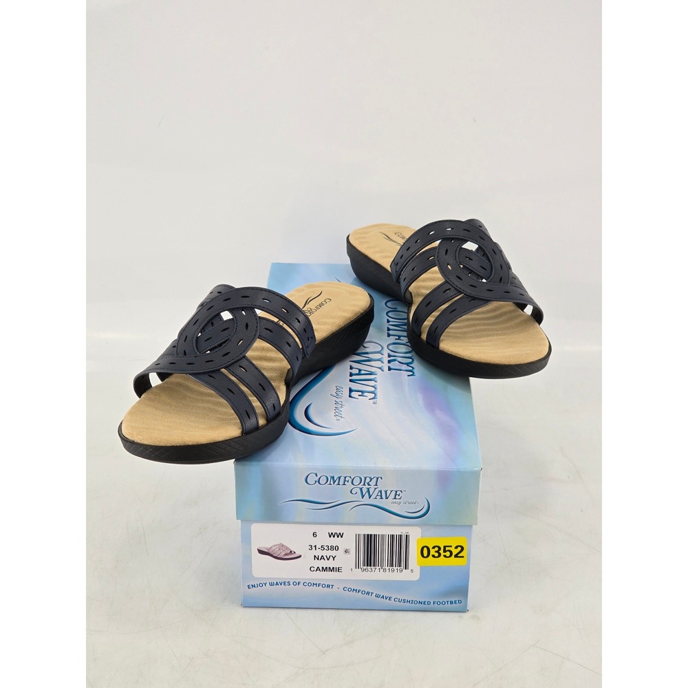 Comfort Wave Easy Street Cammie Sandals Womens 6WW Navy Blue Comfort - NEW